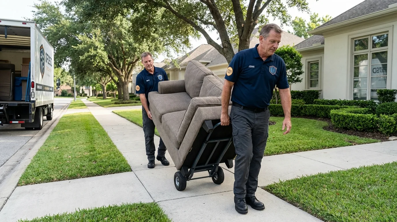 Local residential moving crew loading furniture in Massapequa Park, NY